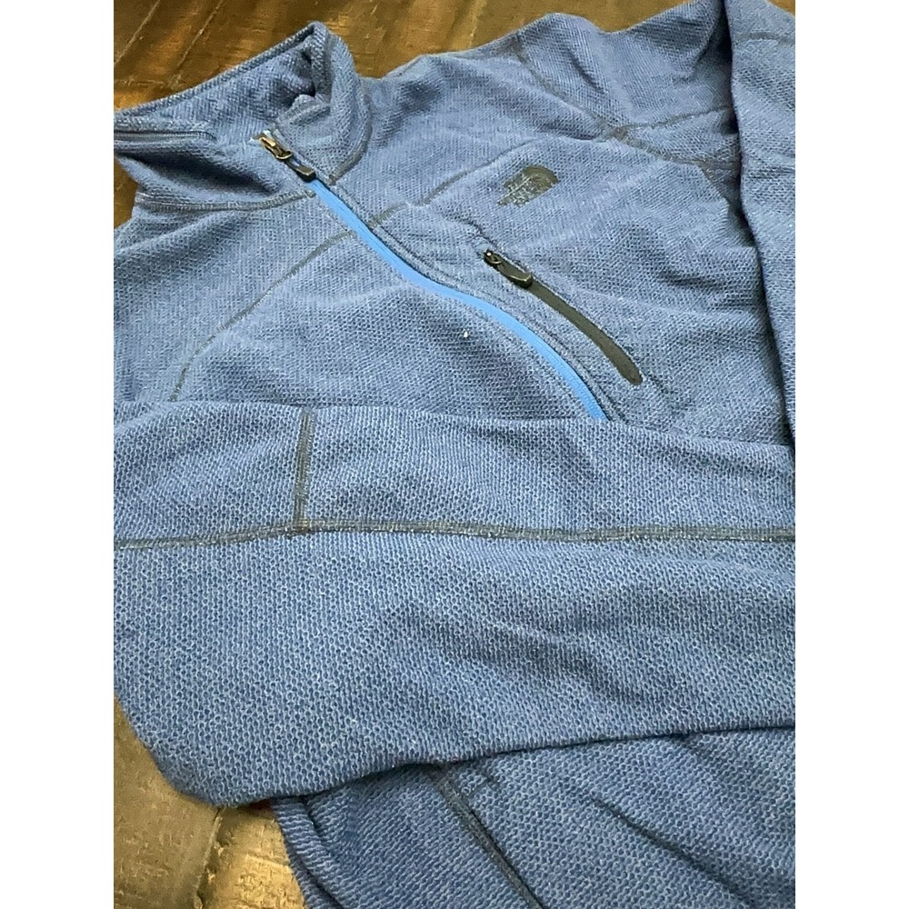 The North Face Jacket Mens Medium Blue Fleece Full Zip Chest Pocket Waffle